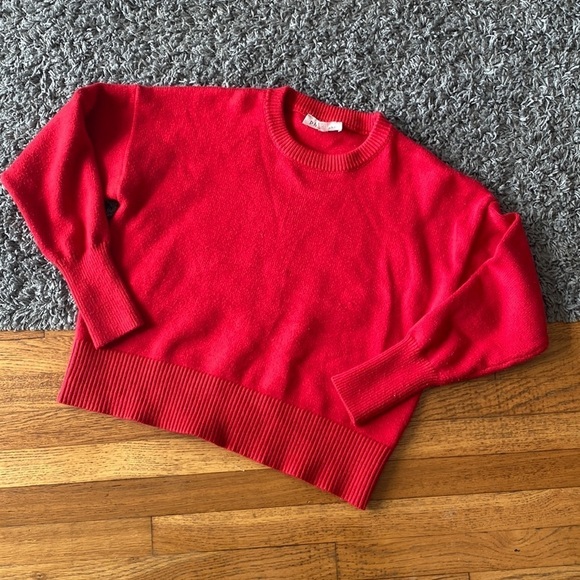 Philosophy Crew Neck Super Soft Trim Ribbed Red Sweater Size X Large - Picture 1 of 10